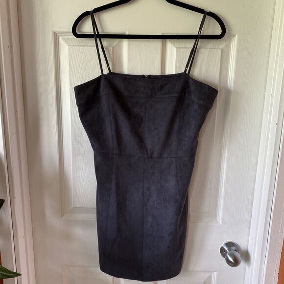 Naked Zebra Dresses & Skirts - Naked Zebra Dress Women’s Large Mini Black Suede 3/4 Zip Spaghetti Strap